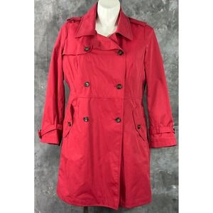 Talbots Red Belted Double Breasted Lined Trench Coat sz 12W (15583) NEW